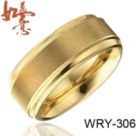 台阶拉砂电金钨钢戒指