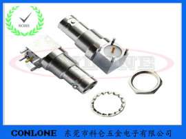 BNC-KWE卧式加长接头,90度BNC弯头板端同轴连接器