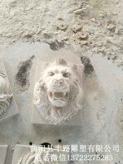 石雕喷水狮子头，欧式兽头石头流水壁盆