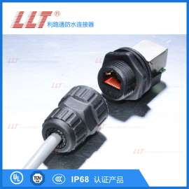 IP68产品厂家供应M19-RJ45面板防水网线插头，传信号连接器，以太网端接线头
