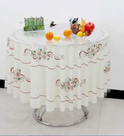透明PVC印花圆大专版桌布