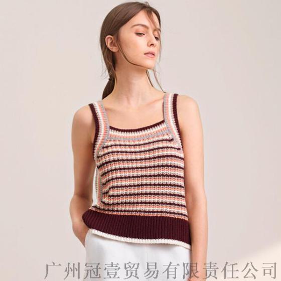 2016欧美专柜品质时尚撞色背心 百搭毛衣针织衫【外贸女装现货批发】
