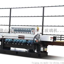 9磨头直线玻璃斜边机 粗精磨抛光一次完成 斜边最大宽度35mm
