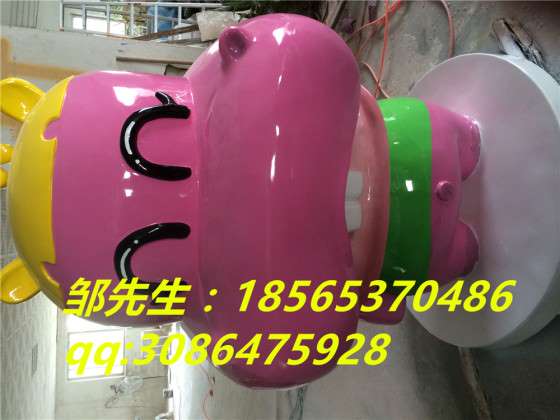卡通牛 粉色卡通牛摆设 玻璃钢雕塑粉色卡通牛定做